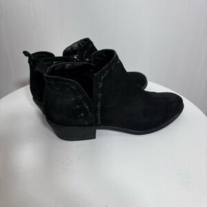 Franco Sarto Black Suede Ankle Boots Western Minimalist Boho Chic